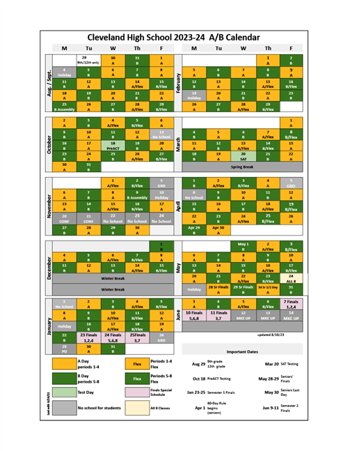 Cleveland A/B Calendar