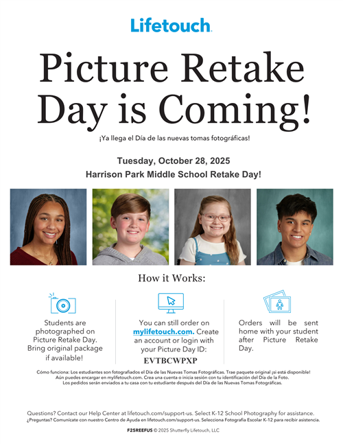 Picture retake day flyer October 28th