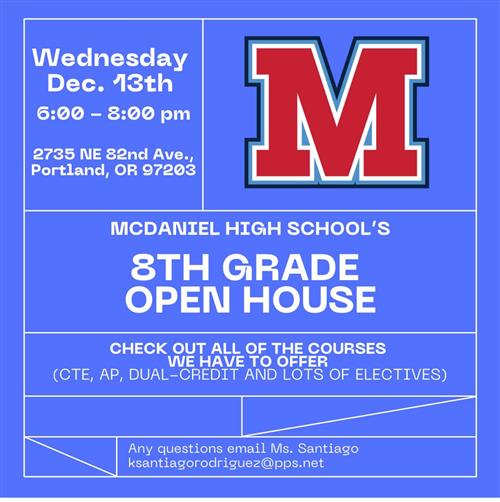 8th grade open house