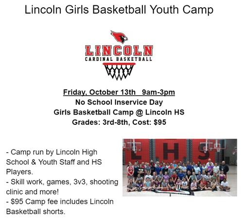 Lincoln Youth Girls Basketball Camp - Fri OCT 13th