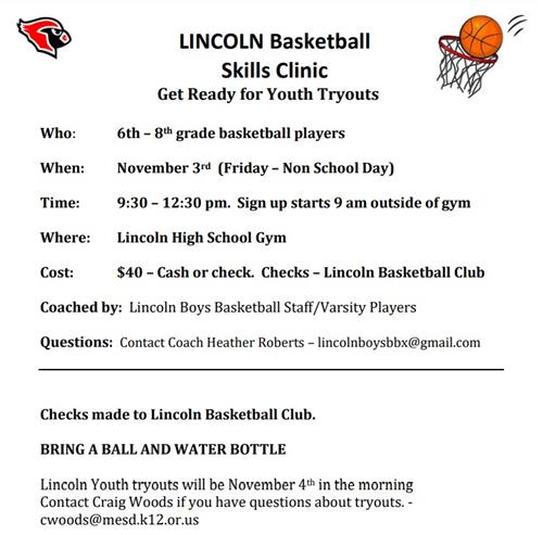 LYS Basketball Skills Clinic - Nov 3rd, 2023