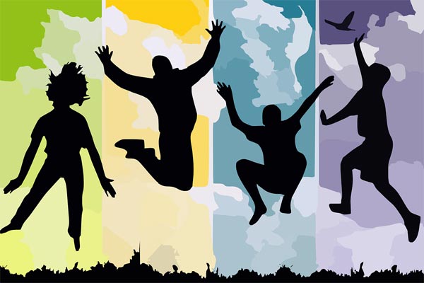 happy figures jumping up and down happy figures jumping up and down