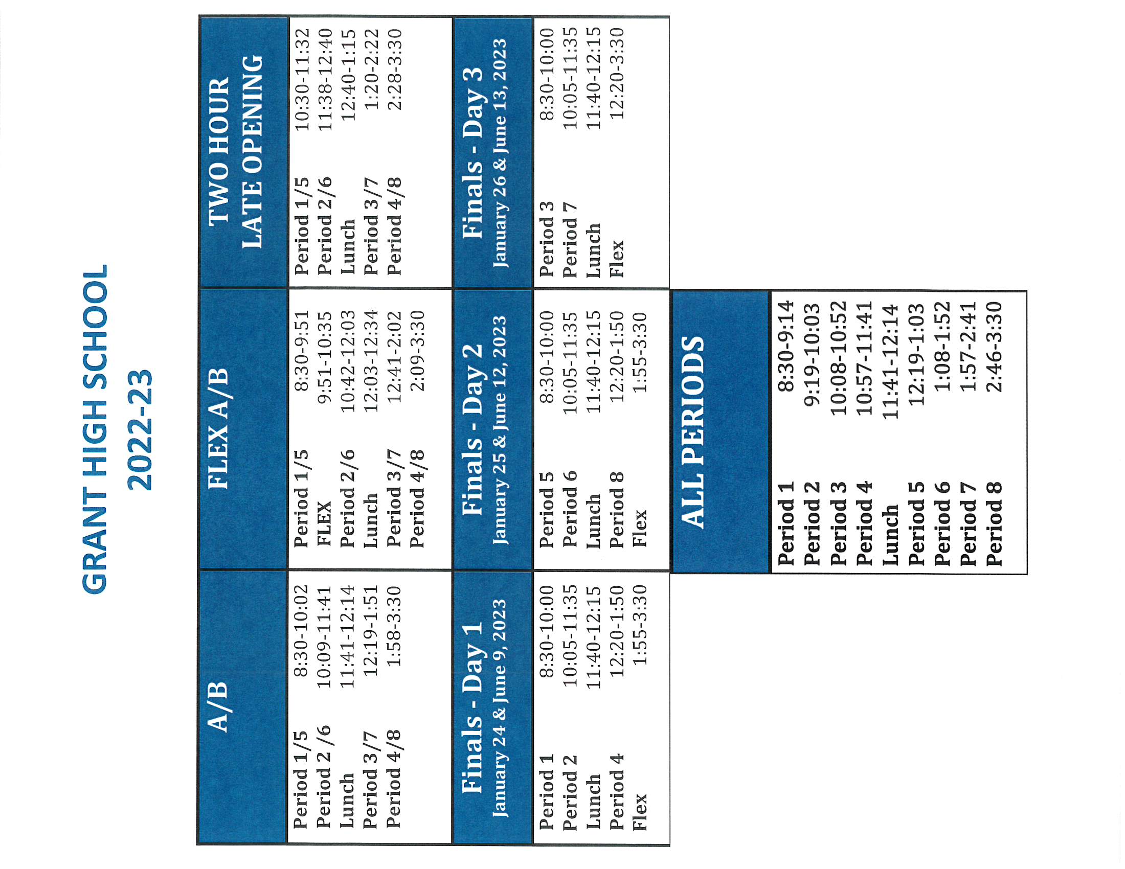 School Schedule / School Bell Schedule/Calendar 2022-23