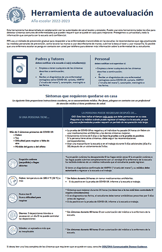Download the Self-Sceening Tool Checklist - Spanish