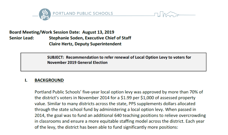Levy Staff Report 