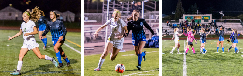 Girls soccer game photo-montage. 