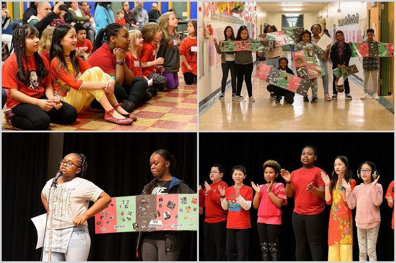 Collage of Marttin Luther King Jr. Elementary celebration