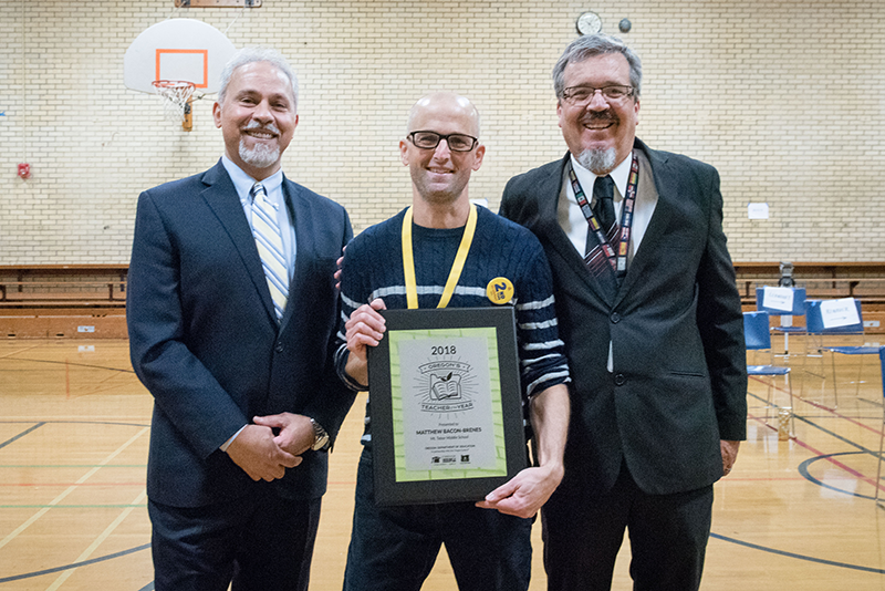  Mt. Tabor Japanese immersion teacher Matthew Bacon-Brenes has been named Oregon’s 2018 Teacher of t