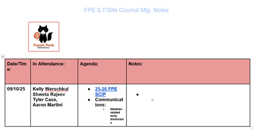 FPE 2025-26 Site Council Minutes/Agenda