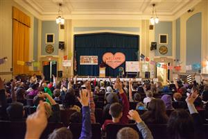 Students responding to Renee Watson's presentation at Vestal. 