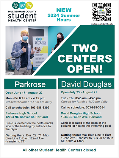 Student Health Center Flier - Summer 2024