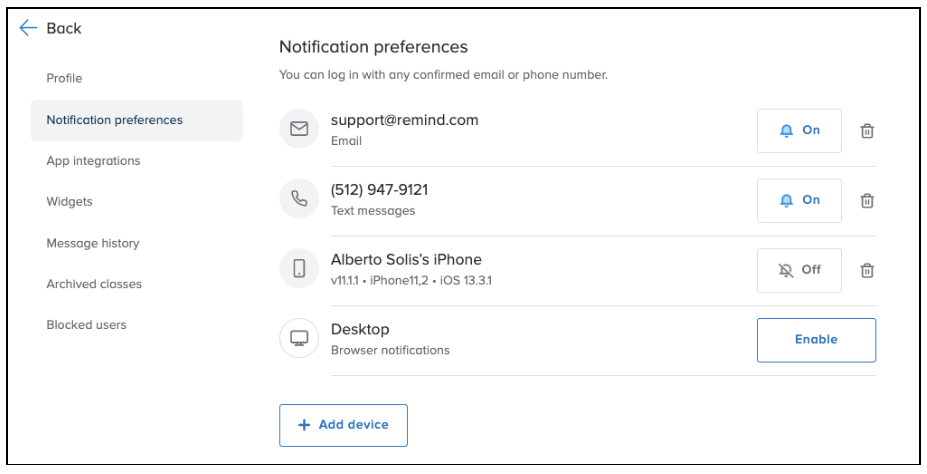 Notification Preferences 