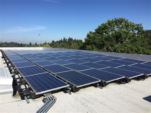 Solar Panels on the roof of Ida B. Wells High School
