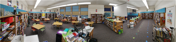 A panoramic view of the Chapman Library.