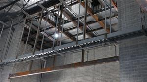 Steel framing in auditorium 
