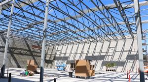 Steel framing in new gym 