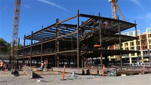 Steel frame of the first three floors of the new LHS building 