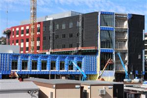 Lincoln exterior with panels going up