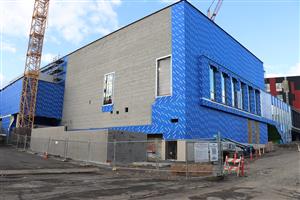 Exterior of gym finshing work
