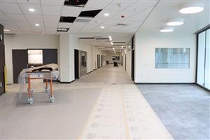 Hallway that connects the classroom wing to the gym