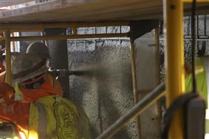 shotcrete applied to a sheerwall
