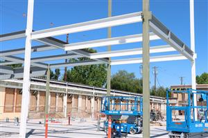 Steel framing on 2 story building