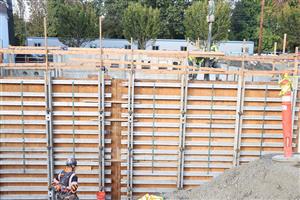the basement wall under the library is almost ready to be backfilled