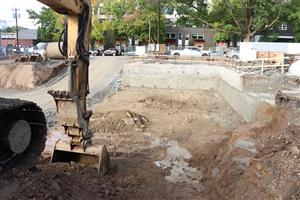 Shows the driveway and new entrance site work