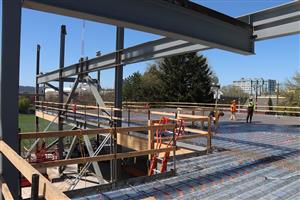 Steel beam framing on 2nd floor