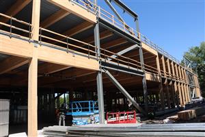 East side of MPG building showing framing of 3 stories