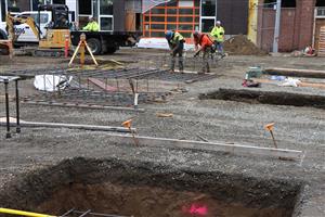 work on central courtyard area