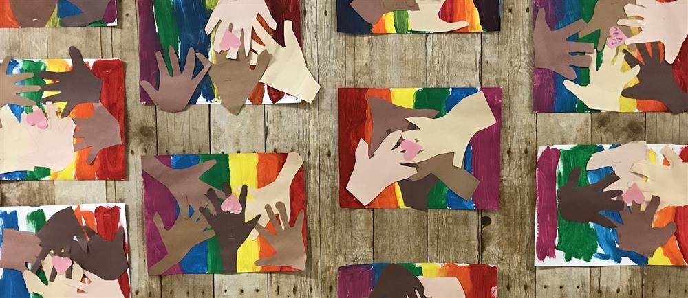 Kinder handprint art Kinder handprint art