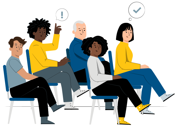 Illustration of people in chairs