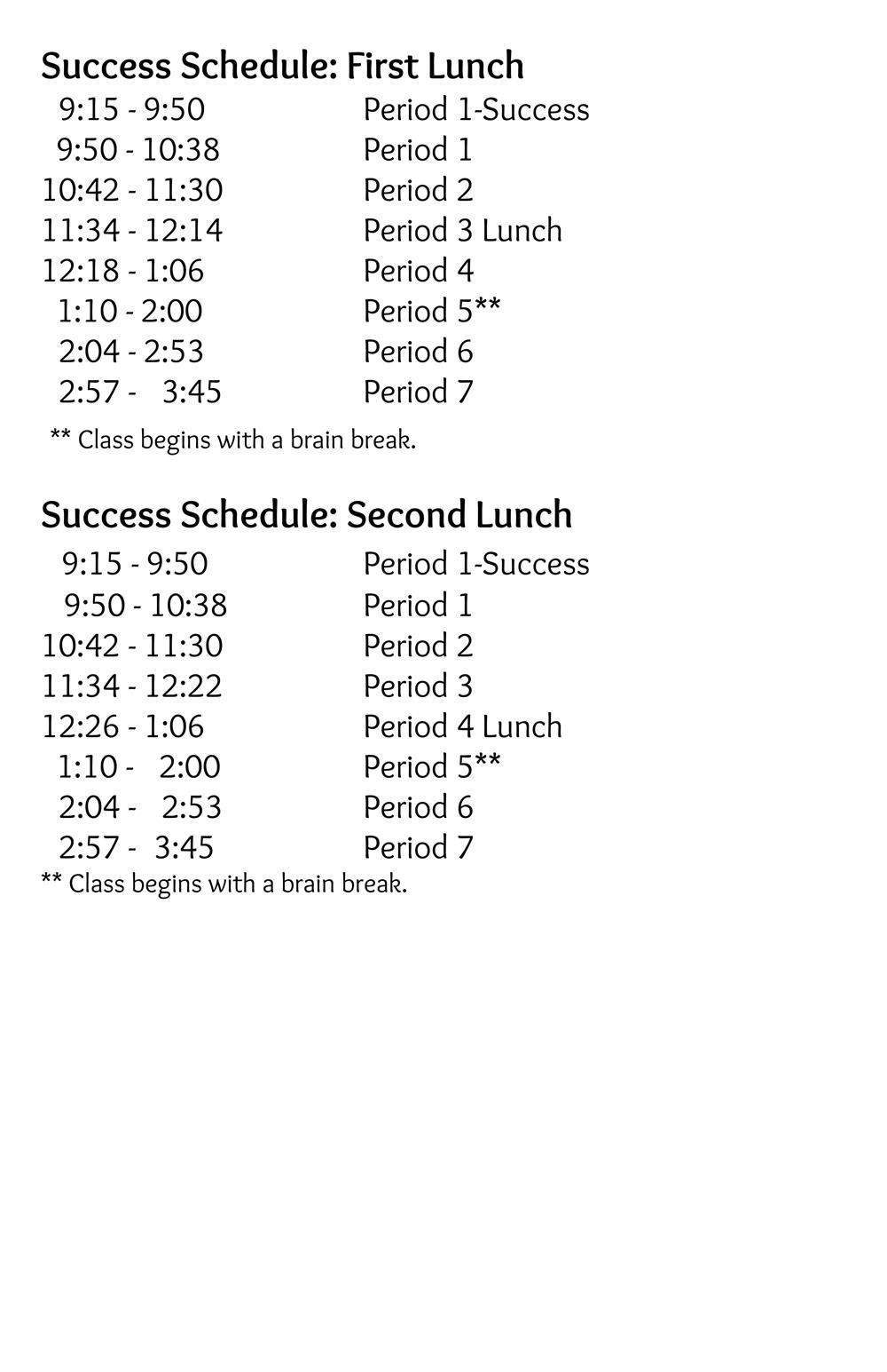 Daily Schedule