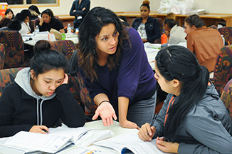 Students researching financial aid.