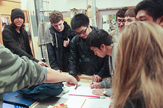 Students around a table
